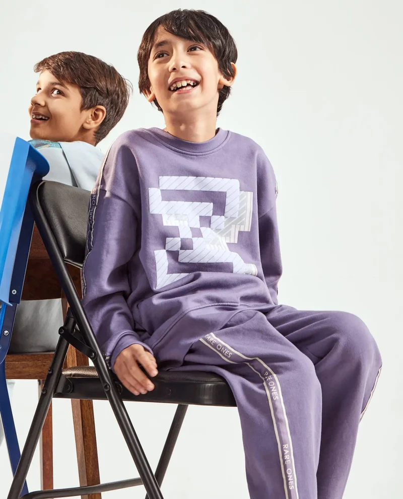Rare Ones Rare Ones Kids Zeto Light Purple Cotton Poly Applique Drawstring Closure Trackpant