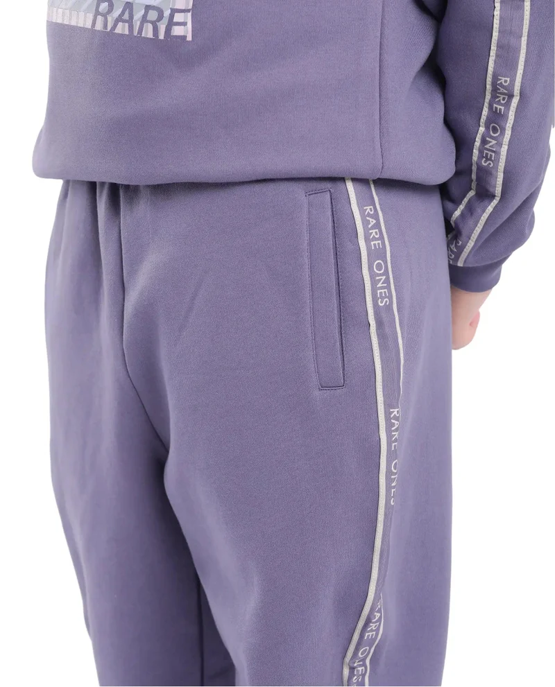 Rare Ones Rare Ones Kids Zeto Light Purple Cotton Poly Applique Drawstring Closure Trackpant