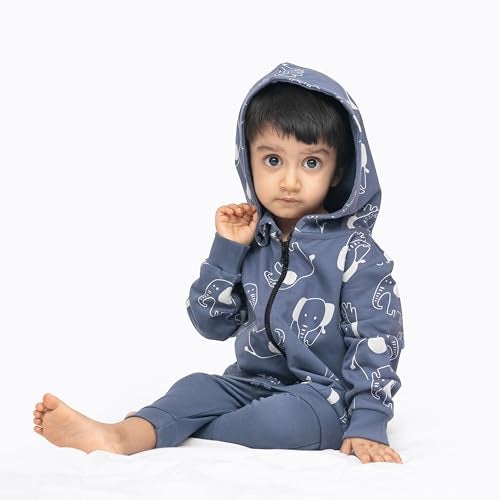 ARIEL Kids Cotton Fleece Full Sleeve Zipper Hoodie Sweatshirt & Sweatpant Clothing Set for Boys and Girls (STEEL-ELE_3-4 years) - Image 3
