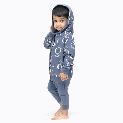 ARIEL Kids Cotton Fleece Full Sleeve Zipper Hoodie Sweatshirt & Sweatpant Clothing Set for Boys and Girls (STEEL-ELE_3-4 years) - Image 2