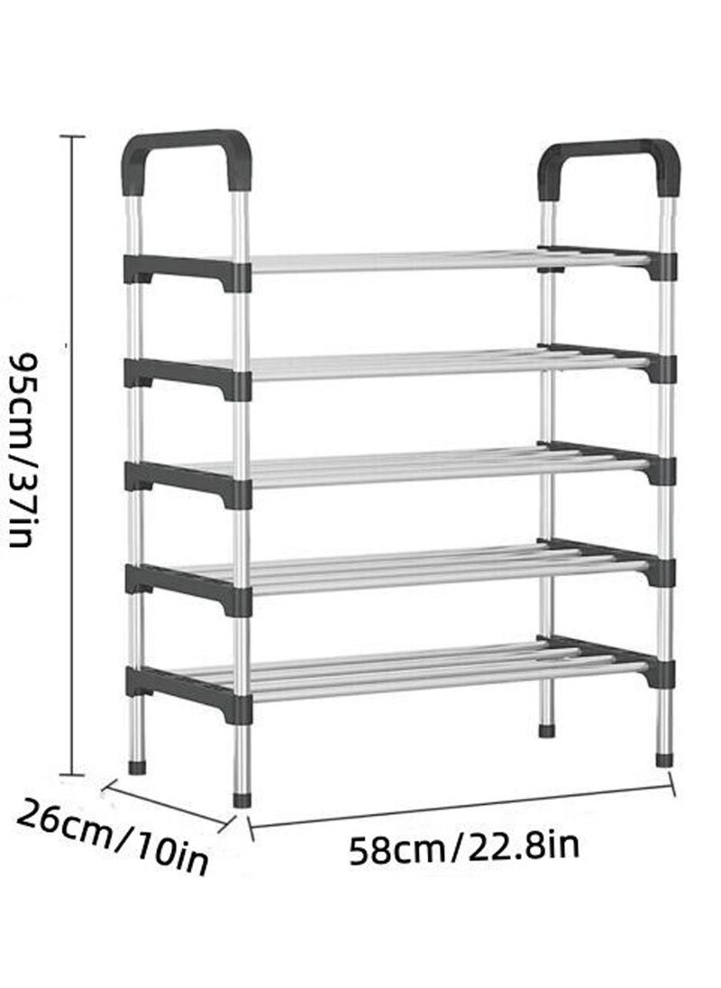 Swift 5 Tier Shoe Rack Stand Heavy Duty Sturdy Storage Self Organizer Up to 18 Pairs, Silver  - Image 4
