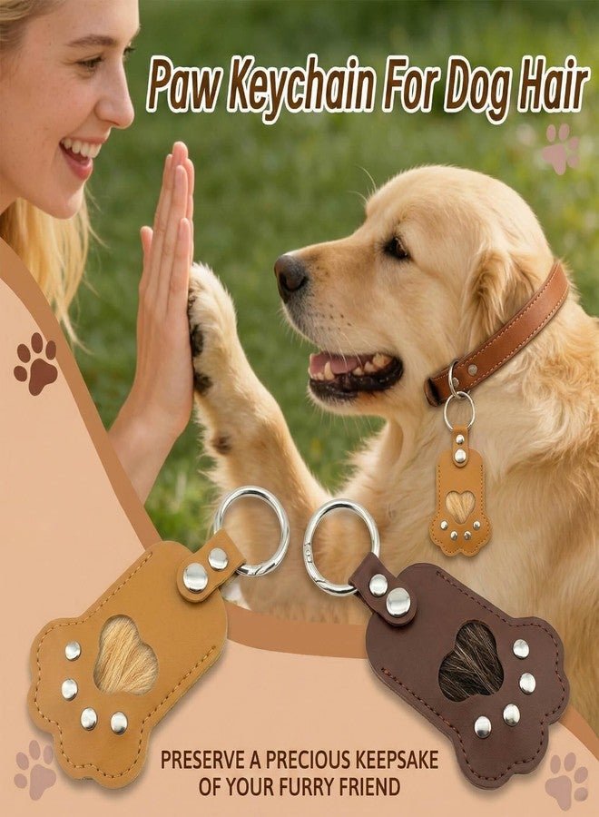 Atigrado 2 Pcs Pet Memorial Keychain for Dog Cat Hair Keepsake - Leather Paw Print Urn Keychain with Photo Window, Sympathy Gift for Loss of Pet, Memorial Fur Storage Locket for Ashes (Brown, Yellow) - Image 5