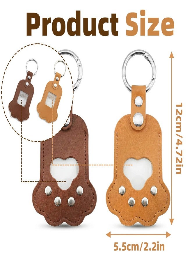 Atigrado 2 Pcs Pet Memorial Keychain for Dog Cat Hair Keepsake - Leather Paw Print Urn Keychain with Photo Window, Sympathy Gift for Loss of Pet, Memorial Fur Storage Locket for Ashes (Brown, Yellow) - Image 4