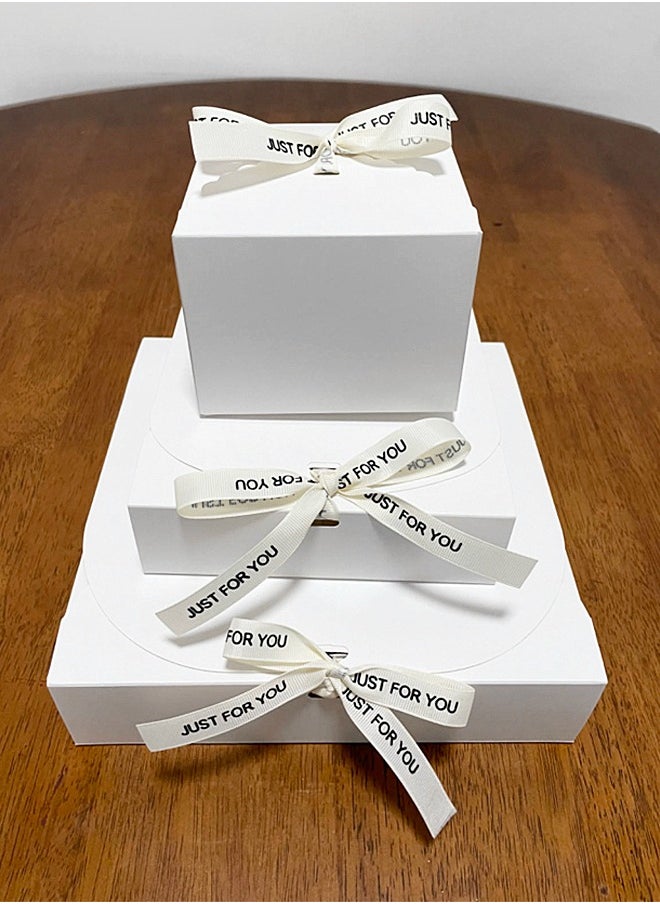 WooFree 3 Pcs Bow Decor Gift Box Baking Food Takeout Kraft Paper Box  - Image 1