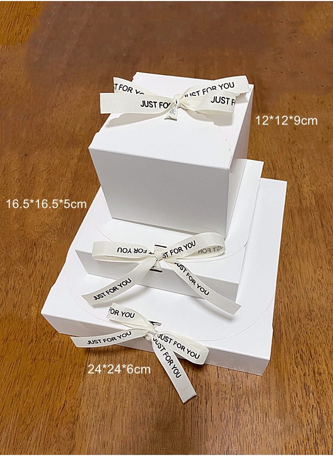 WooFree 3 Pcs Bow Decor Gift Box Baking Food Takeout Kraft Paper Box  - Image 2