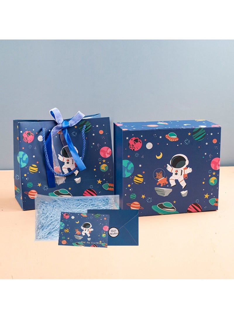 Astronaut Packaging Set - Large 34x27x14cm ( with shredded paper, greeting cards, gift box & Gift bag) - Image 1