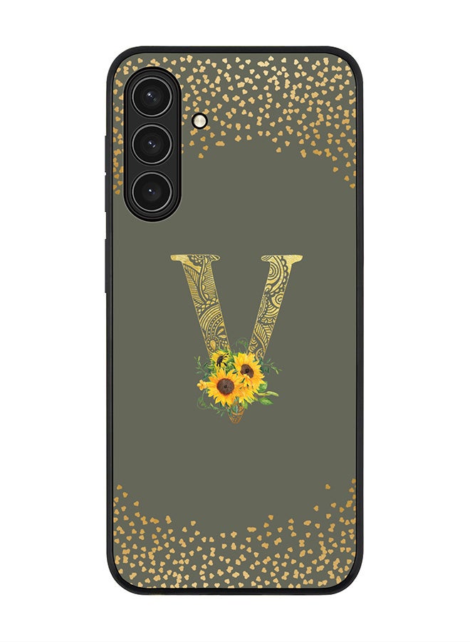 Stylizedd For Samsung Galaxy A17 / A17 4G Case,Slim fit Camera Protection, Shockproof Thin Phone cover  - Custom Floral Monogram - V  (Olive Green )