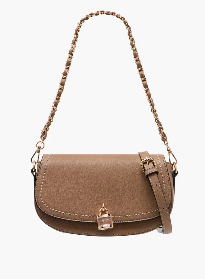 سيليست Lock Accent Crossbody Bag with Detachable Strap and Flap Closure