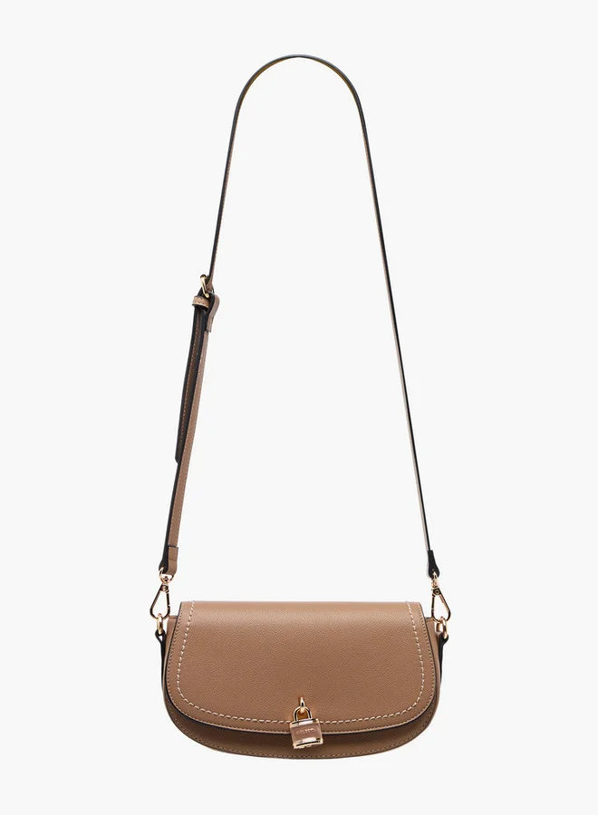 سيليست Lock Accent Crossbody Bag with Detachable Strap and Flap Closure