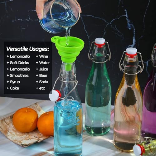 ONICORN Glass Storage Bottles 250ml with Swing Top Lid - Airtight Rubber Seal & Flip Cap, Freezer Safe Reusable Round Glass Bottles for Water, Juice, Milk, Oil, Soda, Wine & More - Set of 4 - Image 3