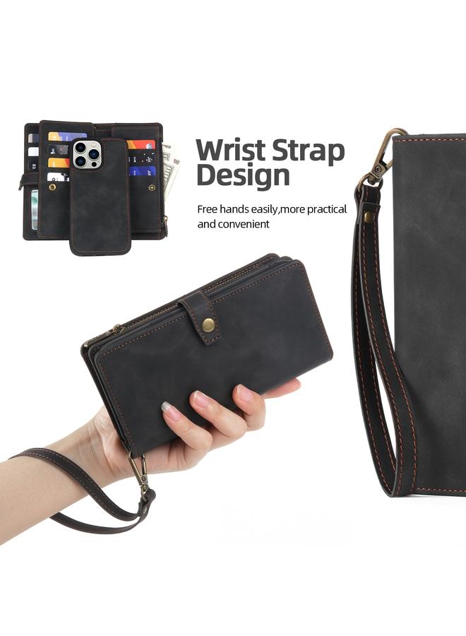 S-TOP Case For iPhone 14 Pro Zipper Wallet Magnetic Detachable Leather Phone Case - Image 4