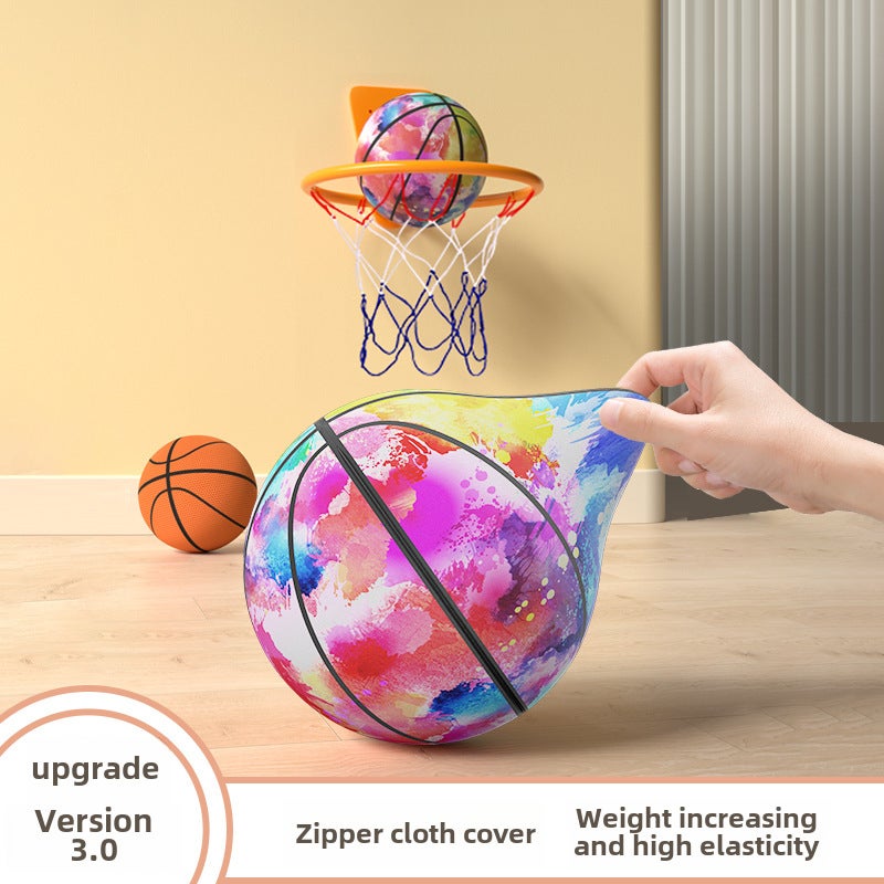 The third generation of cloth cover mute ball cloth mute basketball no slag high elasticity children's toys shooting home shooting(Cloth sets-colorful colors, 7 ball [diameter 24cm]]) - Image 1