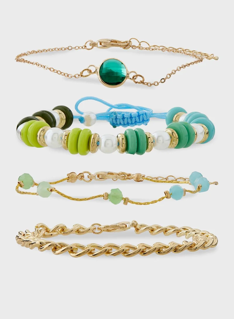 Ginger 4 Pack Mix Beaded  Bracelet Set