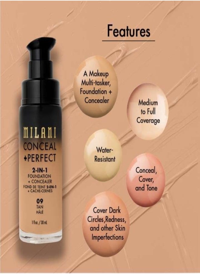 MILANI - Milani Conceal + Perfect 2-in-1 Foundation + Concealer –  13 Espresso Full-Coverage, Long-Wear, 30ml - Image 1