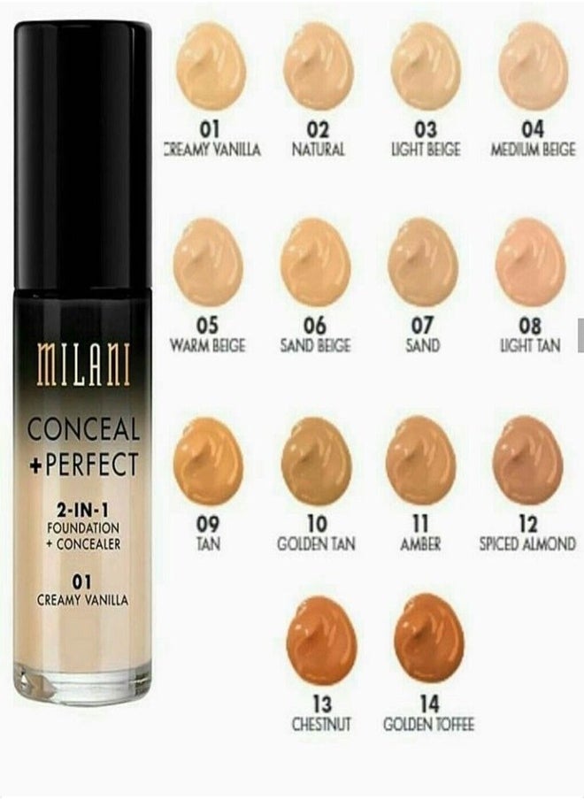 MILANI - Milani Conceal + Perfect 2-in-1 Foundation + Concealer –  13 Espresso Full-Coverage, Long-Wear, 30ml - Image 1