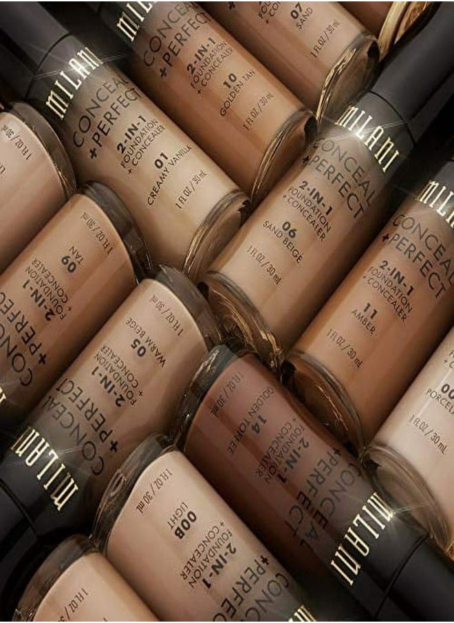 MILANI - Milani Conceal + Perfect 2-in-1 Foundation + Concealer –  13 Espresso Full-Coverage, Long-Wear, 30ml - Image 1