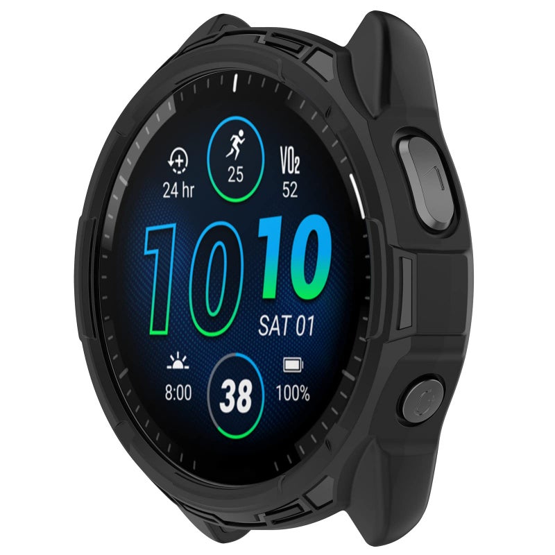 Disscool Case Cover Compatible with Garmin Forerunner 965 Disscool Soft Anti Drop TPU Protective Cases Smart Watch AccessoriesBlack - Image 2