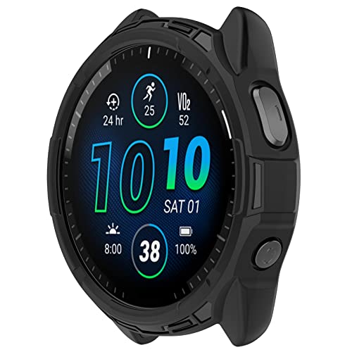 Disscool Case Cover Compatible with Garmin Forerunner 965 Disscool Soft Anti Drop TPU Protective Cases Smart Watch AccessoriesBlack - Image 1