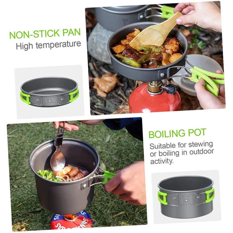 Portable Camping Cookware Set Non Stick Pot Pan Teapot Bowls Utensils Outdoor Kitchen - Image 5