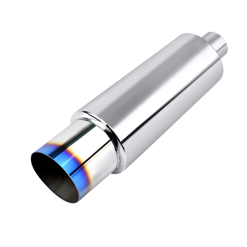 EVIL ENERGY Exhaust MufflerStainless Steel Exhaust TipUniversal 185 Length Burnt3 Inlet 4 Outlet