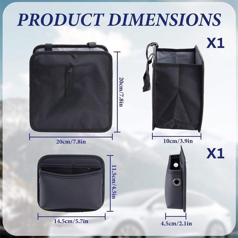 Yitexin 2 Pieces Leather Car Back Seat Organiser and Front Seat Bag Pocket - Black - Image 2