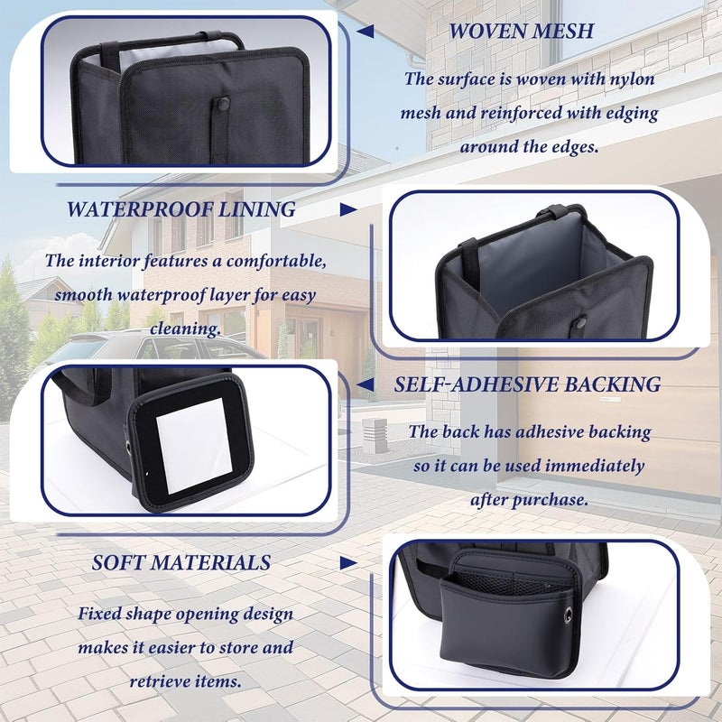 Yitexin 2 Pieces Leather Car Back Seat Organiser and Front Seat Bag Pocket - Black - Image 4