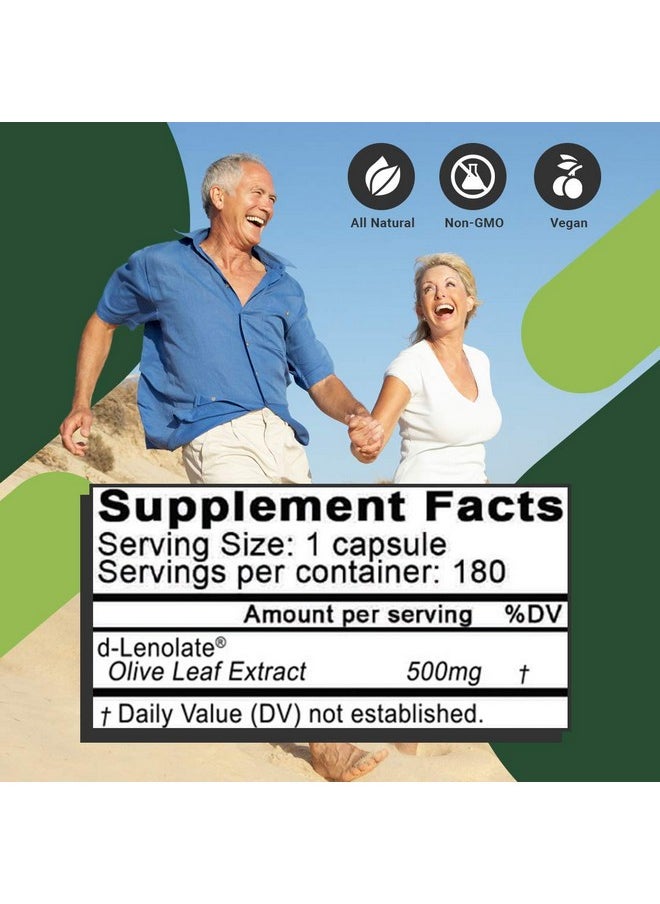 EAST PARK Olive Leaf Extract (Ole) Super Strength D-Lenolate 500Mg | 18% Or More Oleuropein Immune System Booster | 180 Vegetarian Capsules (Non-Gmo)  - Image 2
