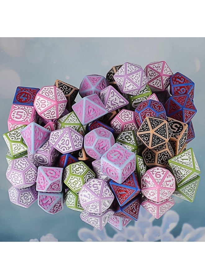 CiaraQ DND Polyhedral Dice Set (42pcs) with A Gold Pattern Drawstring Bag for Dungeons and Dragons RPG MTG Table Games. 6 Sets Fantasy Role Playing Dice Set - Image 4
