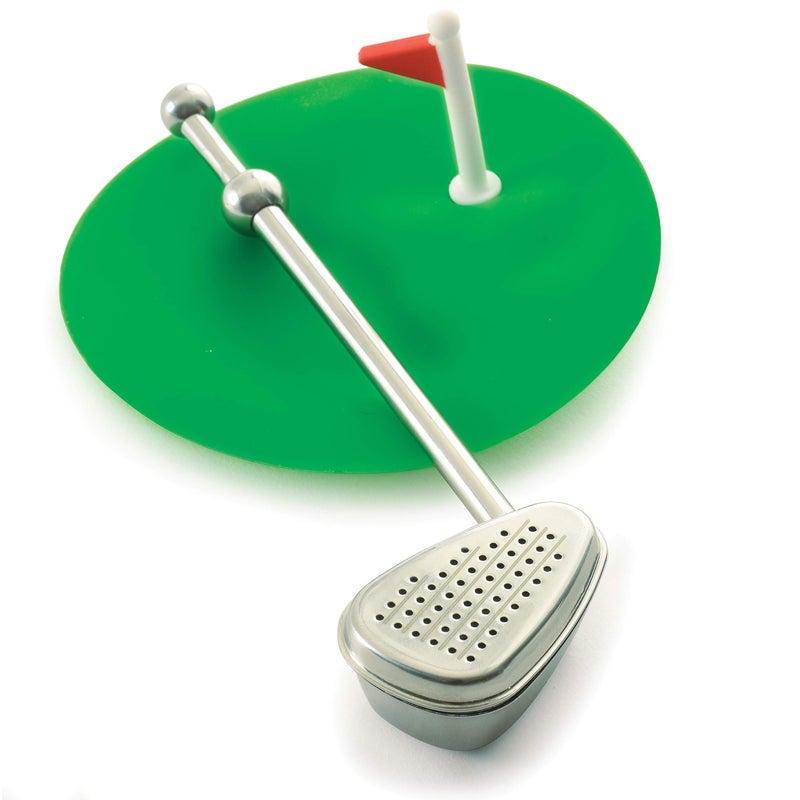 Norpro Norpro Stainless Steel Tee Time Golf Club Tea Infuser with CoverDrip Catcher Green