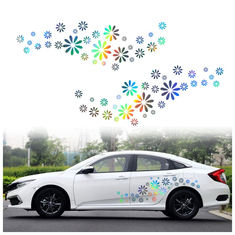 ATMOMO Flower Graphics Car Decals Car Auto Body Sticker DIY Mini Flower SelfAdhesive Car Side Vinyl Sticker Hood Decal Holographic Laser - Image 3