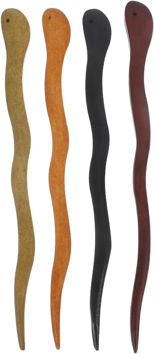 VICASKY Chinese Hair Pin Sticks Clip Style Japanese 4pcs Wooden Decorative Pins Accessories for Women Sandalwood Hairpin Elegant Assorted Colors Unique Design Traditional Updos Modern Styles