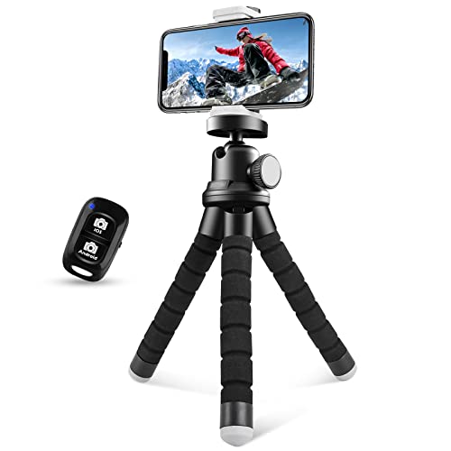 Sensyne Phone Tripod, Flexible Cell Phone Tripod with Phone Holder and Wireless Remote, Mini Travel Tripod Stand, Compatible with All Cell Phones, Cameras - Image 1