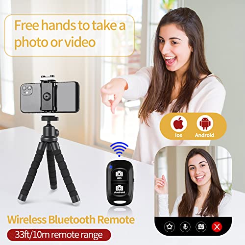 Sensyne Phone Tripod, Flexible Cell Phone Tripod with Phone Holder and Wireless Remote, Mini Travel Tripod Stand, Compatible with All Cell Phones, Cameras - Image 3
