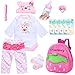 Pedolltree Reborn Baby Dolls Clothes Pink Bear Outfit Accessories 12 Pcs Set for 1722 Inch Reborn Dolls Newborn Baby Girl with Strawberry BackpackFeeding Set - Image 2