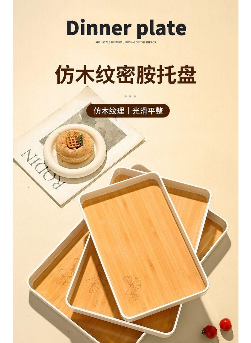 طقم صينية تقديم ميلامين صغير ومتوسط ​​وكبير 3 قطع طباعة خشب - Image 4
