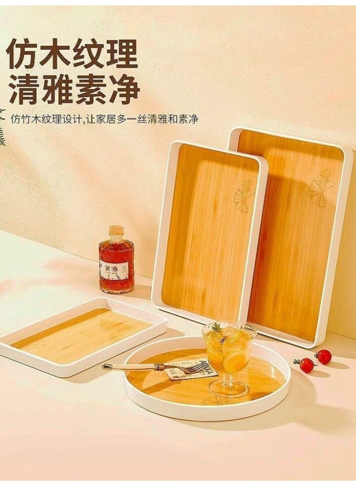 طقم صينية تقديم ميلامين صغير ومتوسط ​​وكبير 3 قطع طباعة خشب - Image 3