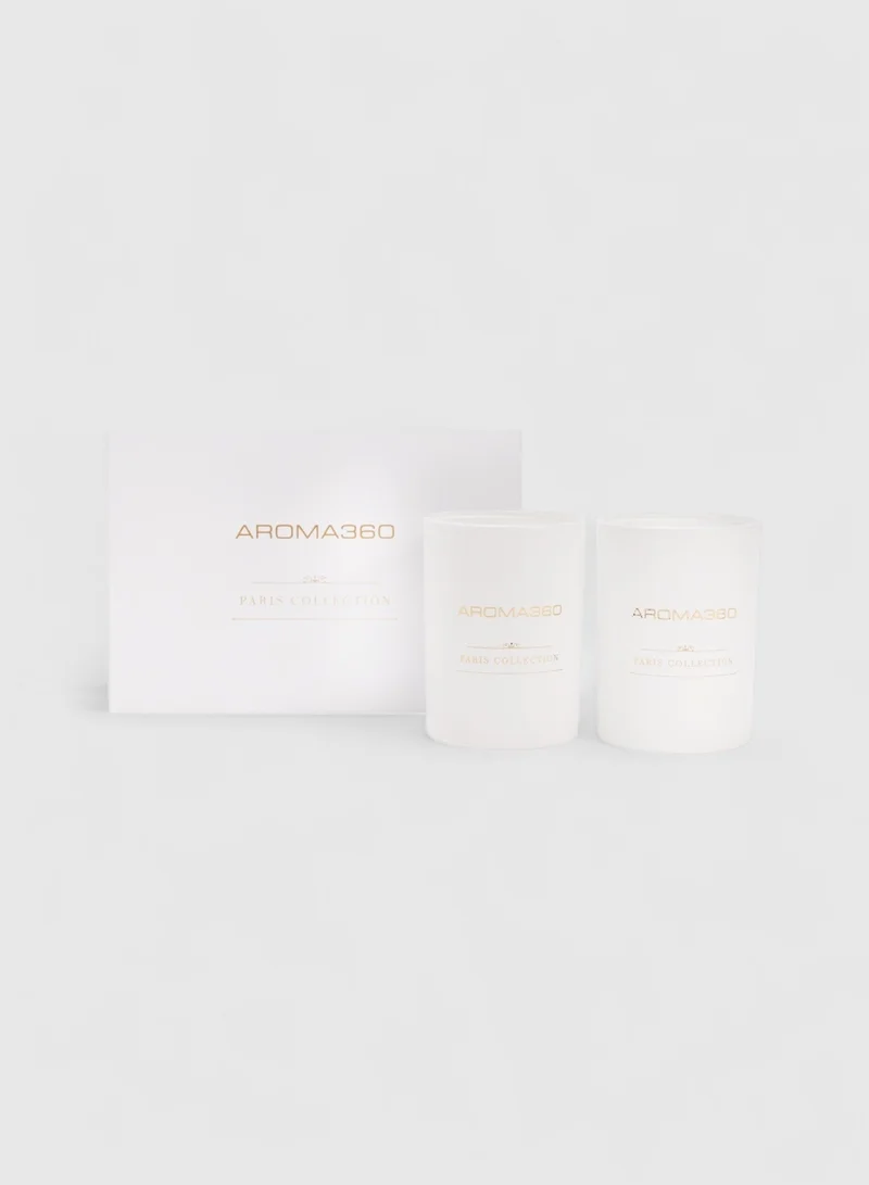 My Way - Paris Collection Candle Duo - Scented Candles with Essential Oils - Lush Sandalwood, Warm Virginia Cedar & Iris - Soy Candles - 80hr Burn - Set of 2