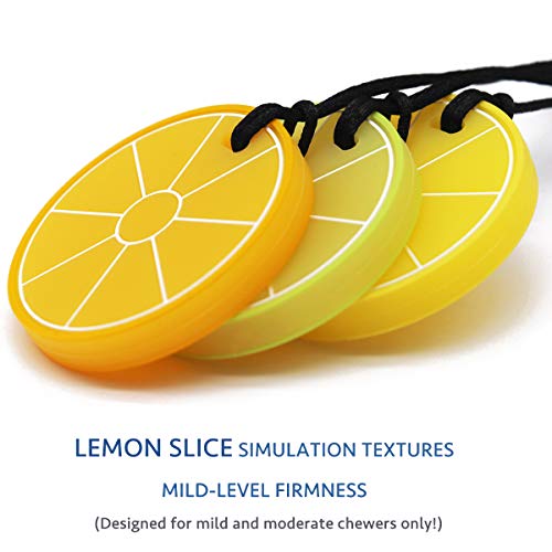 QUALEAP AMBER Xtra Tough Lemon Sensory Chew Necklace - Chewing Necklace Teething Necklace Teether Necklace Chew Toys for Kids, Boys or Girls - Teething Toys Designed for Chewing, Autism Sensory Teether Toy (3 Pack) - Image 2