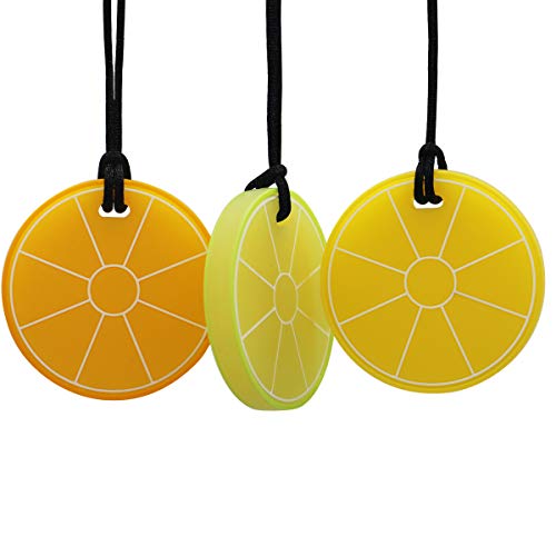 QUALEAP AMBER Xtra Tough Lemon Sensory Chew Necklace - Chewing Necklace Teething Necklace Teether Necklace Chew Toys for Kids, Boys or Girls - Teething Toys Designed for Chewing, Autism Sensory Teether Toy (3 Pack) - Image 4