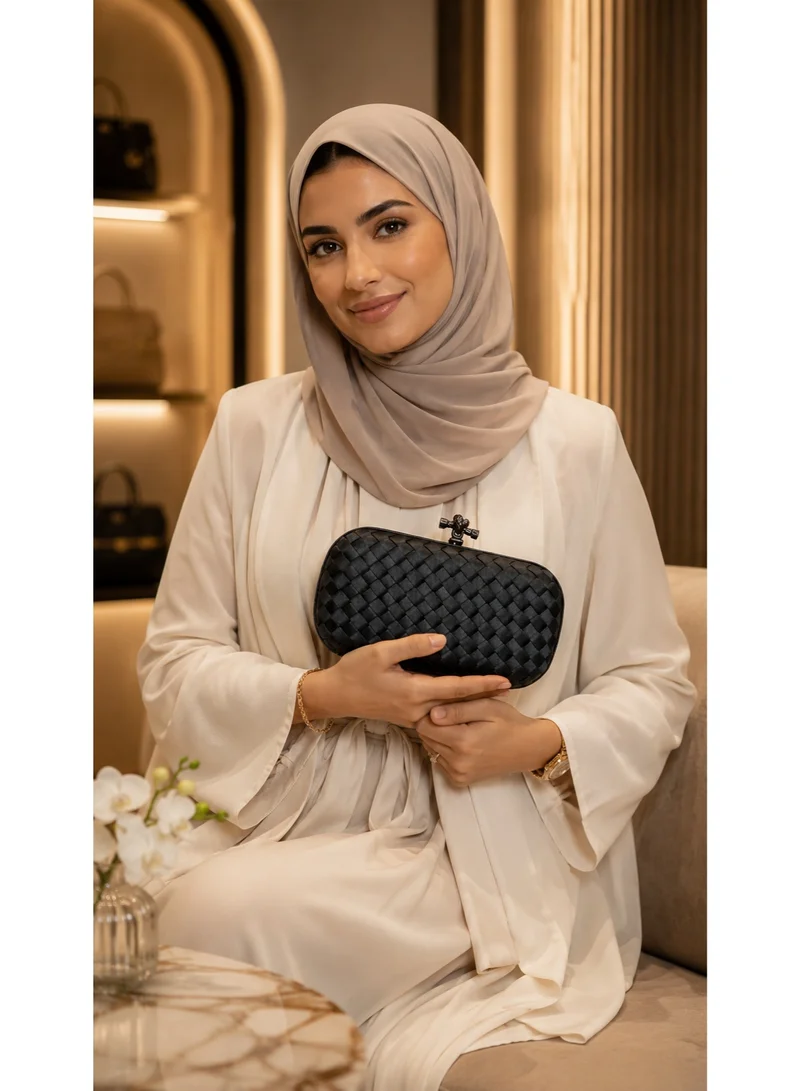 Waf Women’s Luxury Woven Clutch Bag – Elegant Ladies Evening Handbag for Wedding, Party & Special Occasions