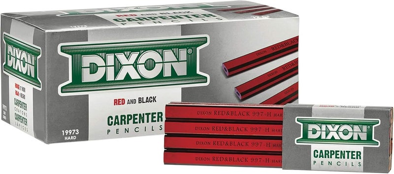 Dixon Industrial Carpenter Pencils, Hard Graphite Core, Red/Black, 7-Inch, 12-Pack - Image 5