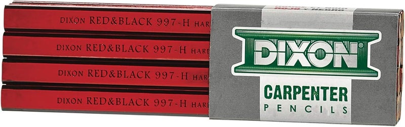 Dixon Industrial Carpenter Pencils, Hard Graphite Core, Red/Black, 7-Inch, 12-Pack - Image 1