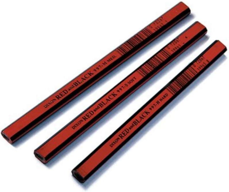 Dixon Industrial Carpenter Pencils, Hard Graphite Core, Red/Black, 7-Inch, 12-Pack - Image 2