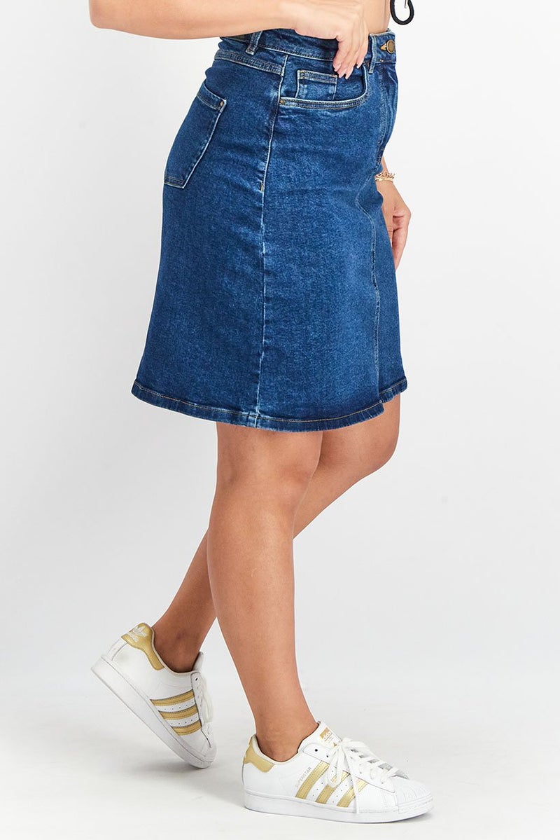 Tchibo Women Plain Midi Denim Skirt, Blue - Image 2