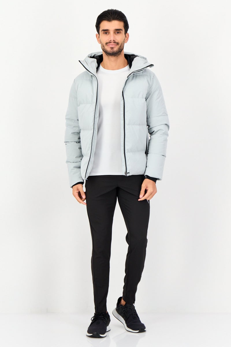 Reebok جاكيت بافر مزود بغطاء للرأس للرجال، رياضي، خارجي، رمادي فاتح - Image 3