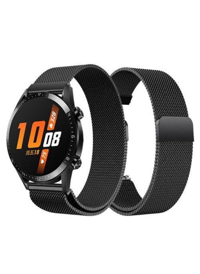 Generic - Distinct Design Replacement Stainless Steel Strap 22mm For Haylou Solar LS05 Smart Watch - Black - Image 1