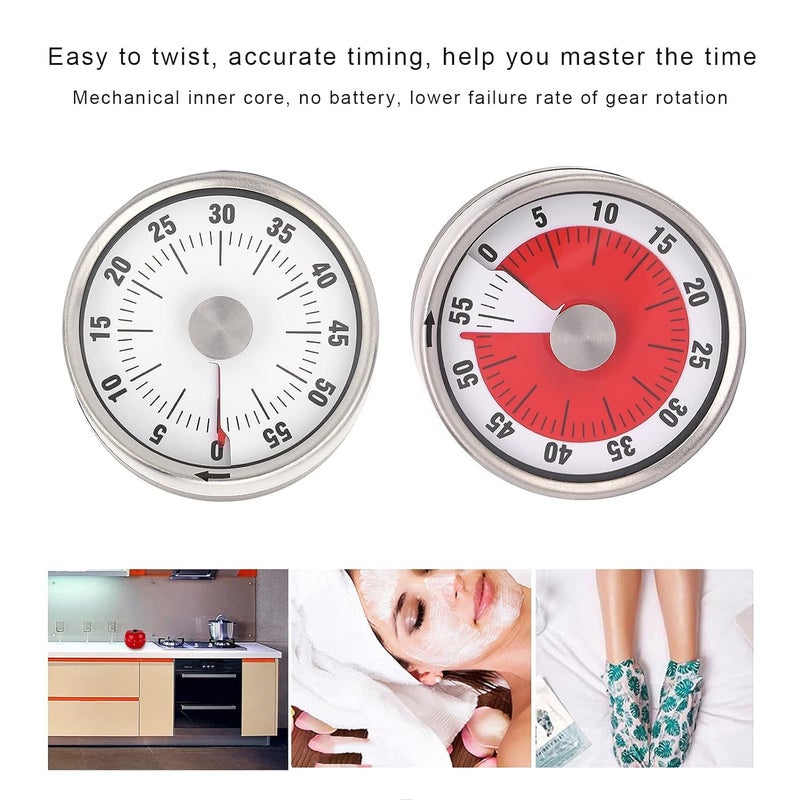 KEETII MART KEETII MART 60 miniutes Mechanical Timer Practical Alarm Timer Mini Compact Mechanical Inner Core Clear Display for Applying Facial Masks and Taking a Nap for Most People for Cooking Pack of 1  - Image 2