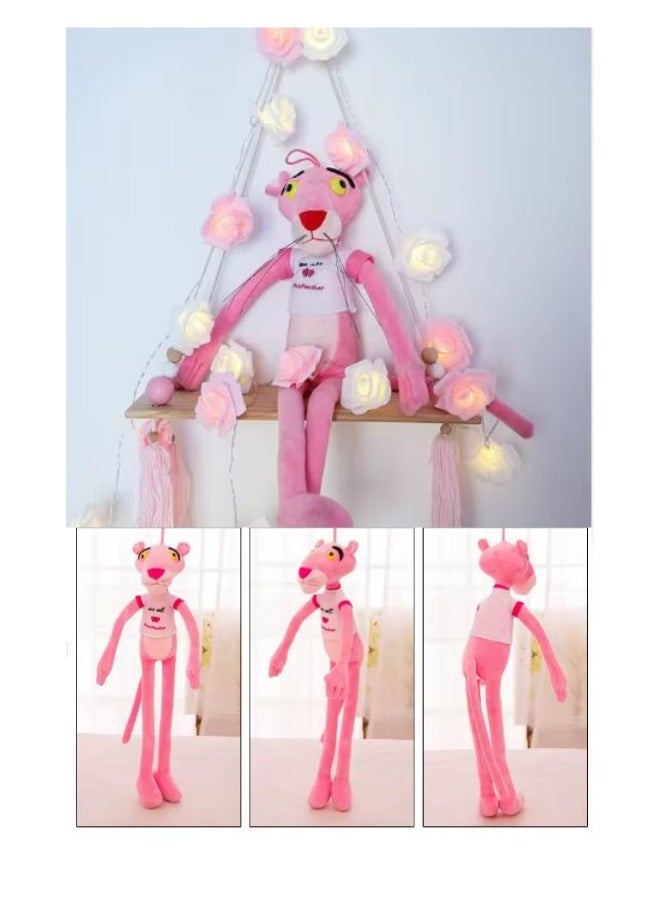 دمية نمر كرتونية محشوة ناعمة من القطيفة، طولها 50 سم، مصنوعة من الفلانيل الوردي - Image 2