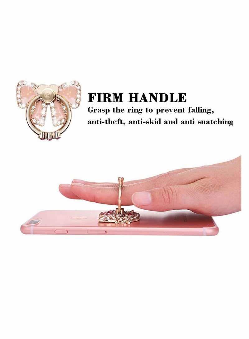 Captaintech Cell Phone Ring Holder, Finger Grip Ring Stand Holder 360 Rotation Adhesive Glitter Bow-tie Kickstand Ring for Phone Case/Cellphone/Samsung/HUAWEI/Sony (Rose Gold) - Image 3