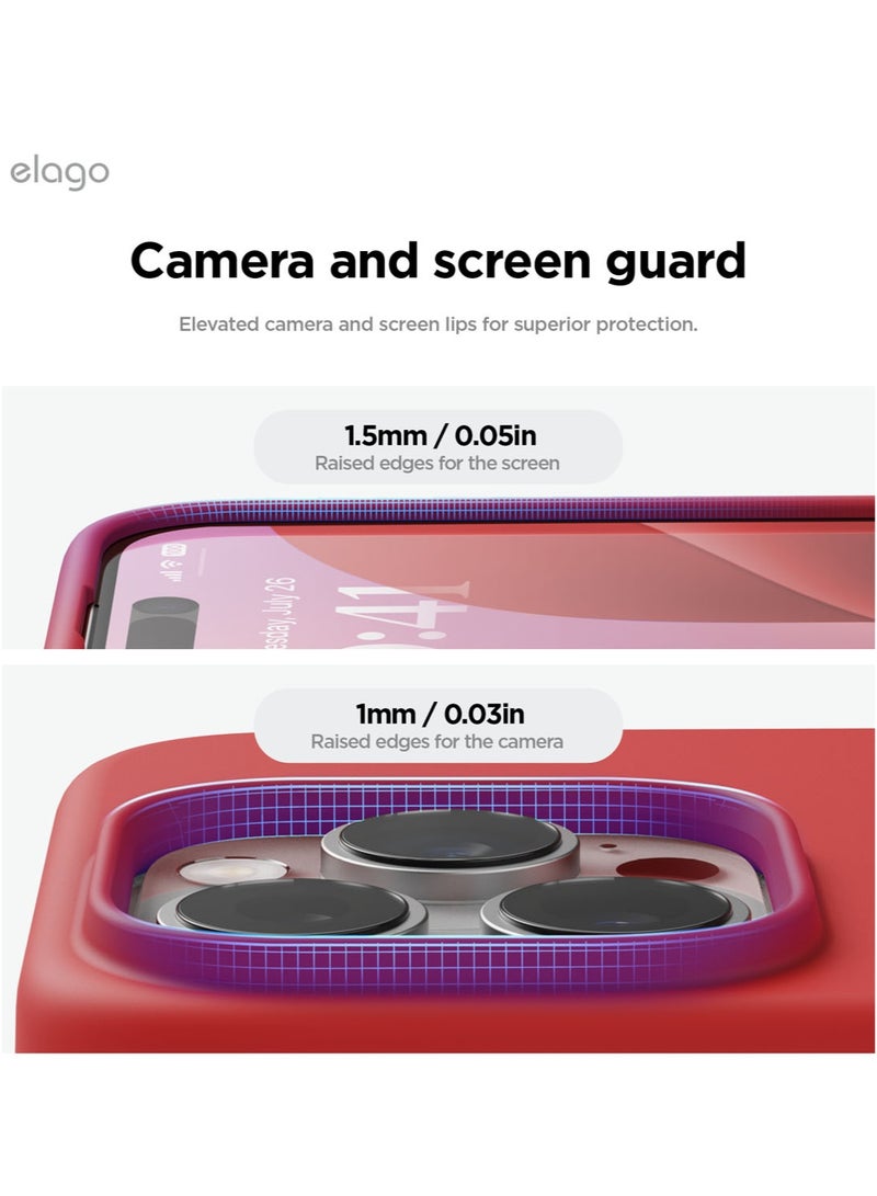 Elago Liquid Silicone for iPhone 16 Pro MAX Case Cover Full Body Protection, Shockproof, Slim, Anti-Scratch Soft Microfiber Lining - Red - Image 5